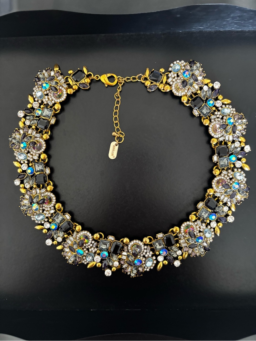 JEROLLIN Gold-Tone Multicolor Crystal & Rhinestone Statement Necklace + Earrings